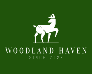 Woodland - Wild Deer Silhouette logo design