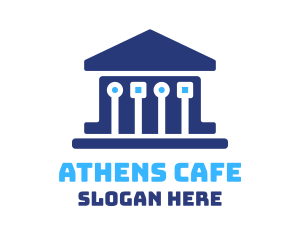 Athens - Blue Circuit Pantheon logo design