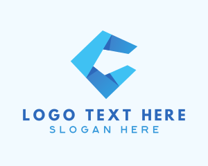 Modern - Blue Origami Letter C logo design