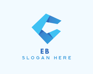 Blue Origami Letter C Logo