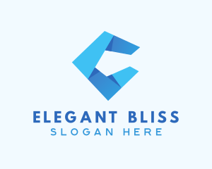 Blue Origami Letter C Logo