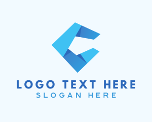 Blue Origami Letter C Logo