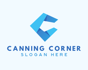 Blue Origami Letter C logo design