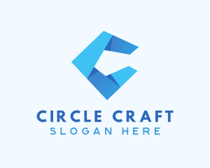 Blue Origami Letter C logo design