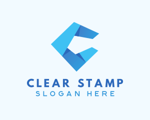 Blue Origami Letter C logo design