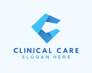 Blue Origami Letter C logo design