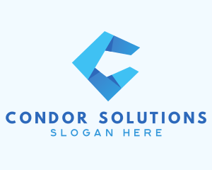 Blue Origami Letter C logo design