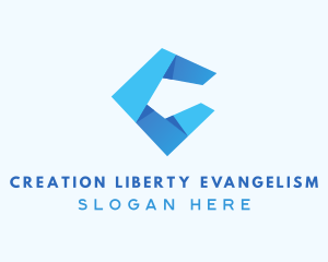 Blue Origami Letter C logo design