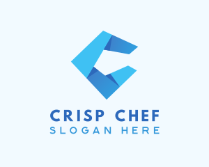 Blue Origami Letter C logo design