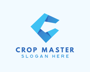 Blue Origami Letter C logo design