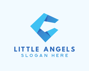 Review Center - Blue Origami Letter C logo design