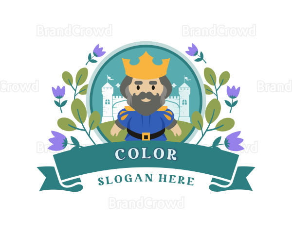 Cute Floral King Cartoon Logo