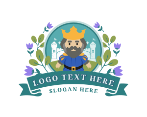 Emblem - Cute Floral King Cartoon logo design