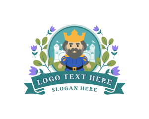 Kingdom - Cute Floral King Cartoon logo design