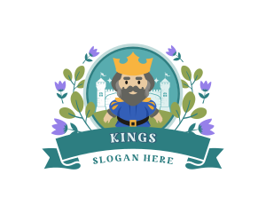 Cute Floral King Cartoon logo design