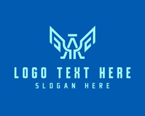 Winged - Blue Angel Letter A logo design