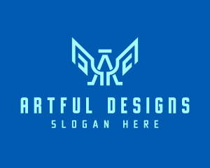 Blue Angel Letter A logo design