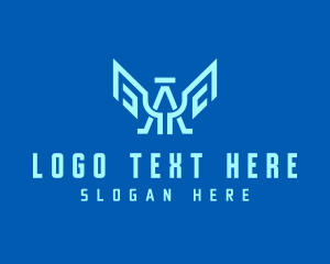 Halo - Blue Angel Letter A logo design