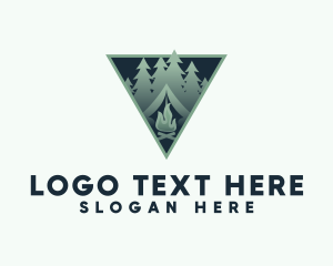 Camper - Outdoor Camping  Bonfire logo design