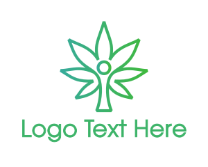 Green Tree - Cannabis Tree Person logo design