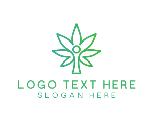 Green - Cannabis Tree Person logo design