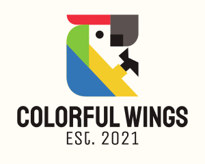 Colorful Blocks Parrot  logo design