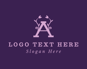 Interior Design - Purple Flowers Letter A logo design