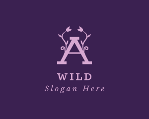 Makeup - Purple Flowers Letter A logo design