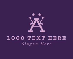 Purple Flowers Letter A Logo