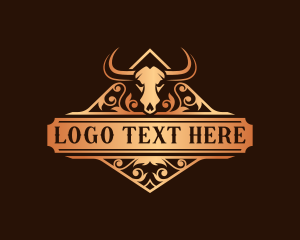 Skull - Bull Ranch Horn logo design