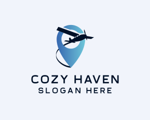 Accommodation - Plane Travel Location Pin logo design