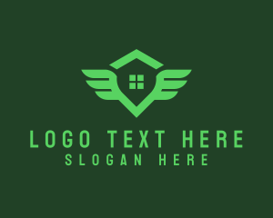 Letter V - Winged Green House logo design