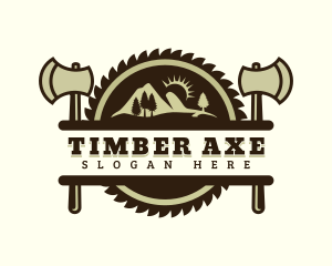 Carpentry Saw Axe logo design