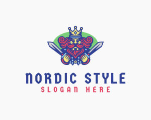 Scandinavian - Barbaric Royal King logo design