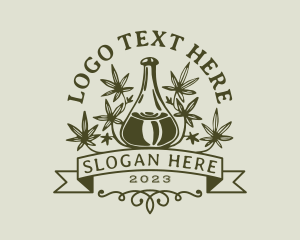 Thc - Marijuana Leaf Flask logo design