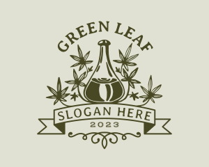 Marijuana Leaf Flask logo design