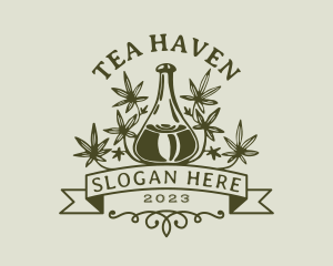 Marijuana Leaf Flask logo design