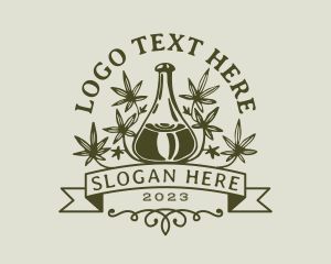 Weed - Marijuana Leaf Flask logo design