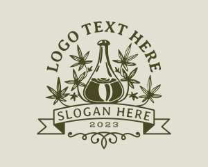 Marijuana Leaf Flask Logo