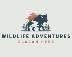 Buffalo Bison Wildlife Nature logo design