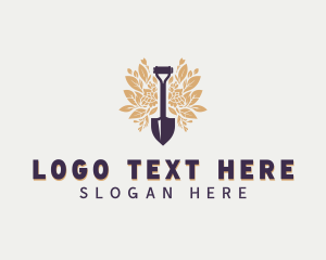 Landscaping - Shovel Garden Leaves logo design