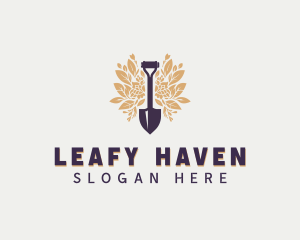 Shovel Garden Leaves logo design