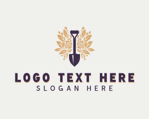 Shovel Garden Leaves Logo