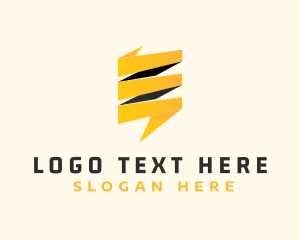 Charger - Lightning Power Letter E logo design
