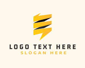 Battery - Lightning Power Letter E logo design