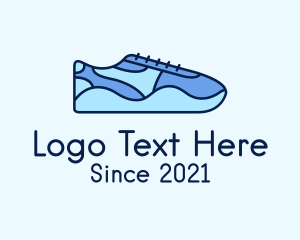 Running Shoe - Blue Shoe Footwear logo design