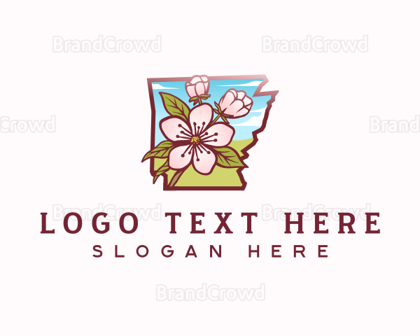 Apple Blossom Arkansas Flower Logo