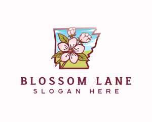 Apple Blossom Arkansas Flower logo design