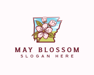 Apple Blossom Arkansas Flower logo design