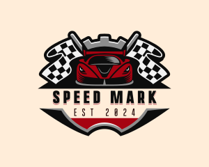 Sports Car Race Flag logo design